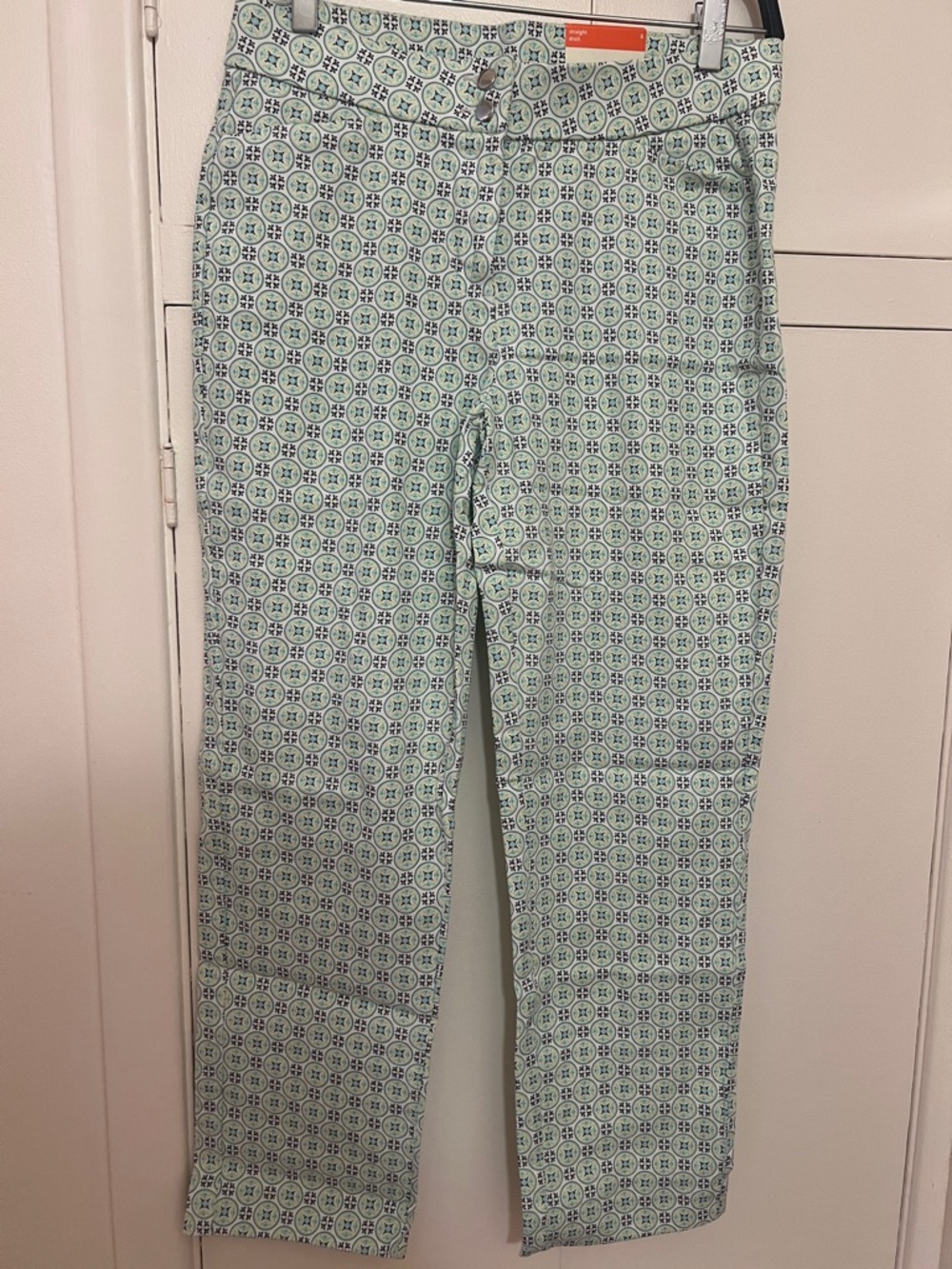 NWT Cotton Patterned Light Green Chino Pants